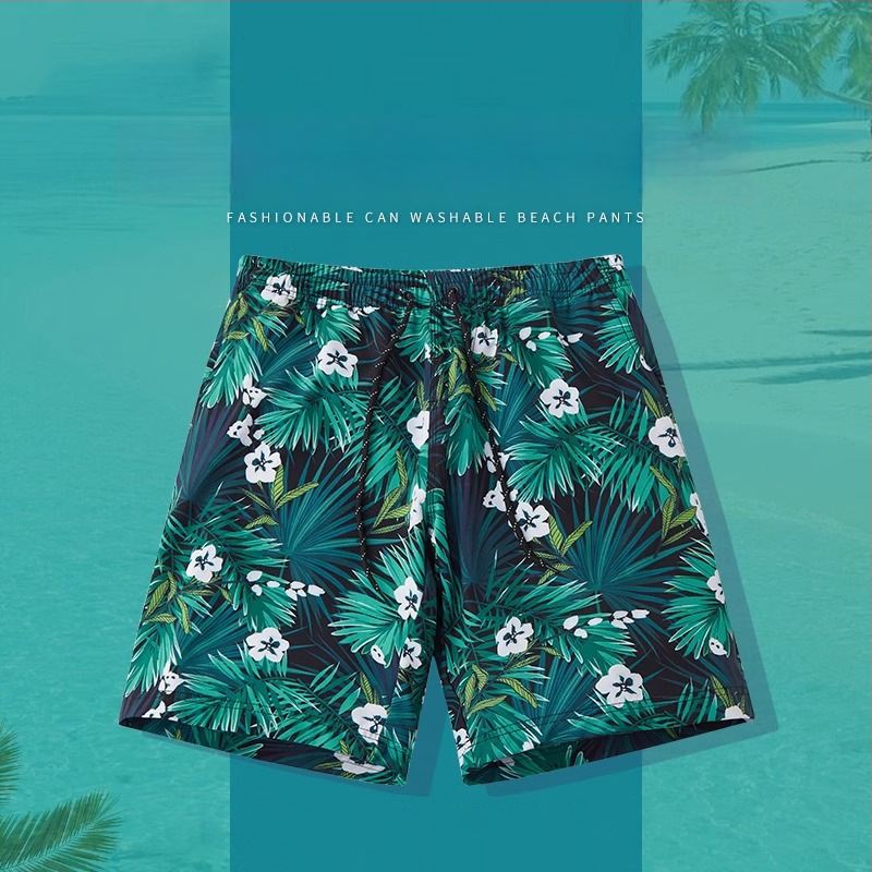 Ανδρικά καλοκαιρινά σορτς παραλίας, χαλαρή εφαρμογή, γρήγορο στέγνωμα, λεπτό ύφασμα πολυεστέρα 95%, εκτύπωση
