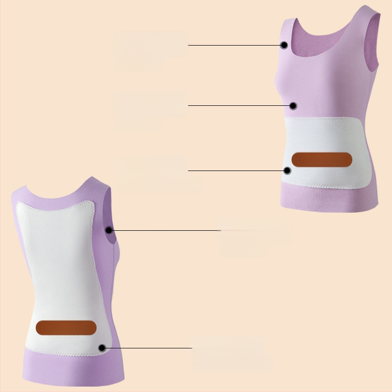 Vesta termică pentru femei, cu patch pe față și pe spate, încălzită, țesătură groasă de poliester