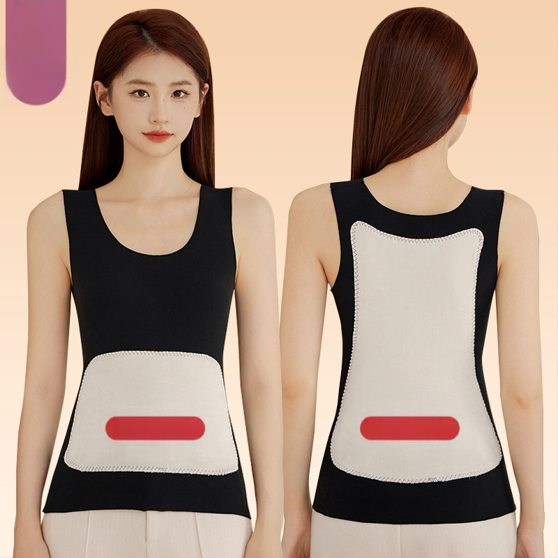 Vesta termică pentru femei, cu patch pe față și pe spate, încălzită, țesătură groasă de poliester