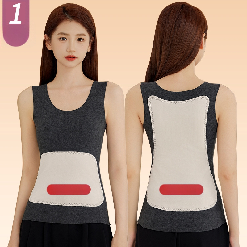 Vesta termică pentru femei, cu patch pe față și pe spate, încălzită, țesătură groasă de poliester