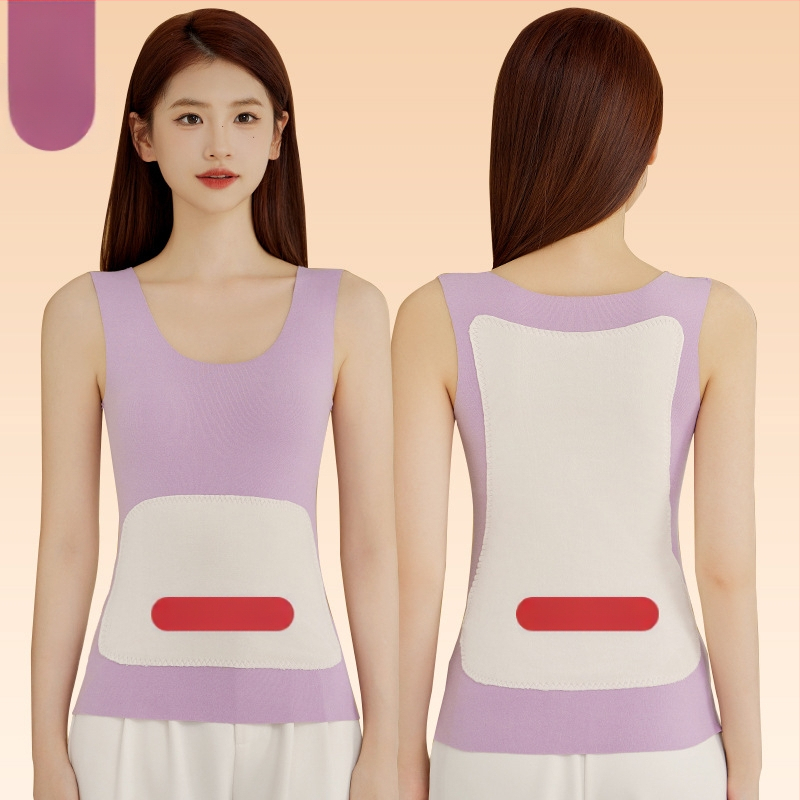 Vesta termică pentru femei, cu patch pe față și pe spate, încălzită, țesătură groasă de poliester