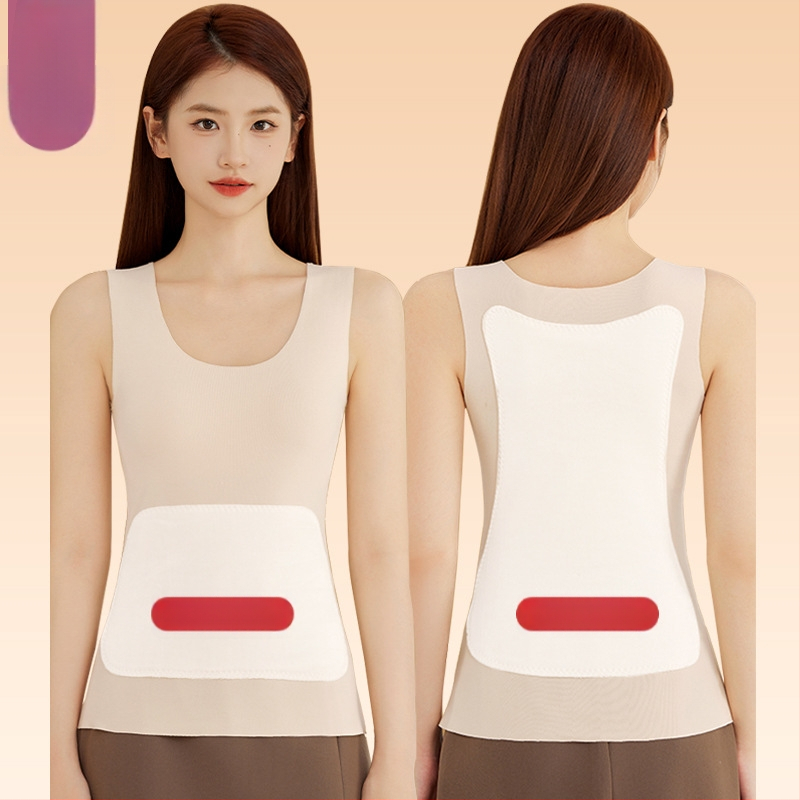 Vesta termică pentru femei, cu patch pe față și pe spate, încălzită, țesătură groasă de poliester