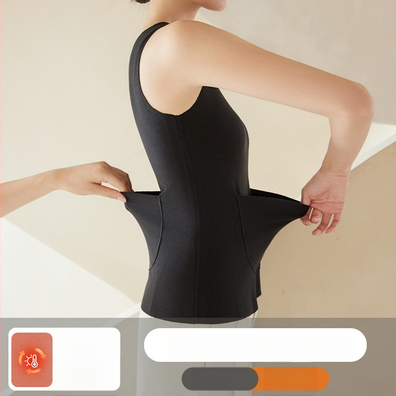 Vesta termică pentru femei, cu patch pe față și pe spate, încălzită, țesătură groasă de poliester