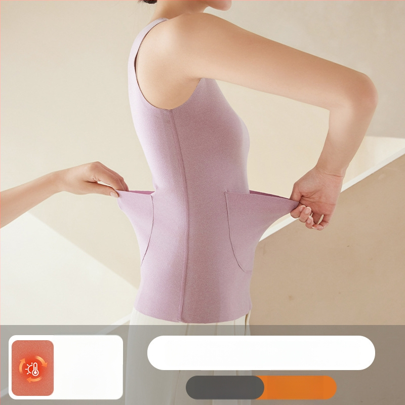 Vesta termică pentru femei, cu patch pe față și pe spate, încălzită, țesătură groasă de poliester