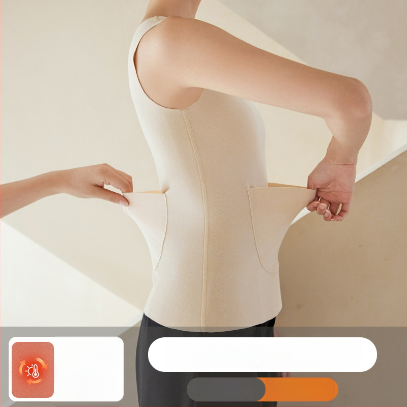 Vesta termică pentru femei, cu patch pe față și pe spate, încălzită, țesătură groasă de poliester