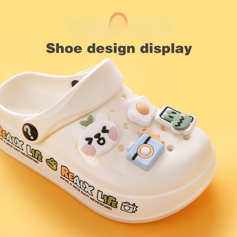 Papuci DIY pentru copii, design iepuraș drăguț, partea superioară EVA, unisex, stil Baotou, pentru copii 7–12 ani, Primăvara 2023