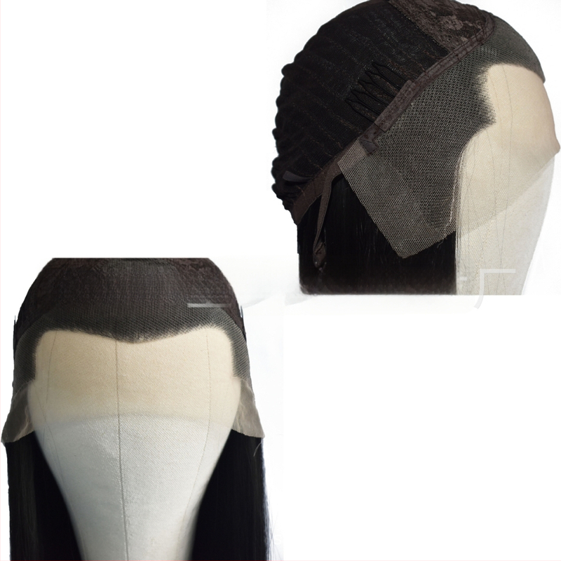 COS paróka férfiaknak, ősi kosztümhöz, hosszú egyenes haj, elülső csipke, elöl kézzel kötött kivitel