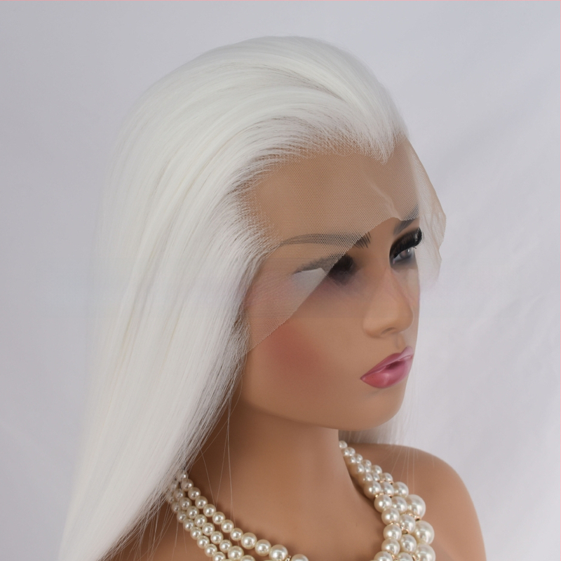 COS paróka férfiaknak, ősi kosztümhöz, hosszú egyenes haj, elülső csipke, elöl kézzel kötött kivitel