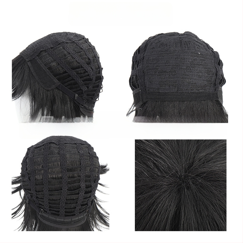 COS paróka szerepjátékhoz – rövid egyenes frufni, hőálló rost, szerepjáték stílus