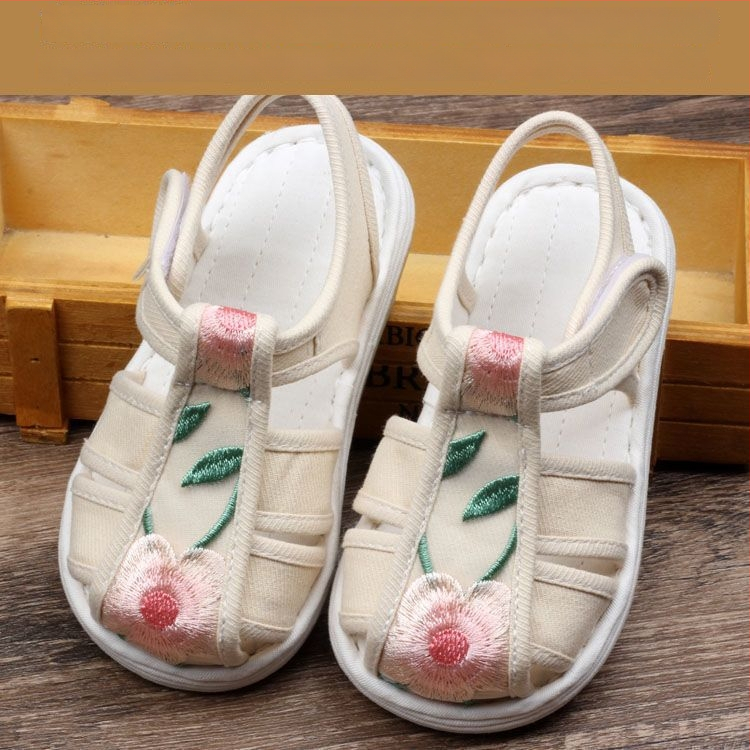 Pantofi din pânză cu cap de tigru pentru copii mici, partea superioară din bumbac și talpa din bumbac, respirabili, stil Hanfu pentru fetițe 1–3 ani