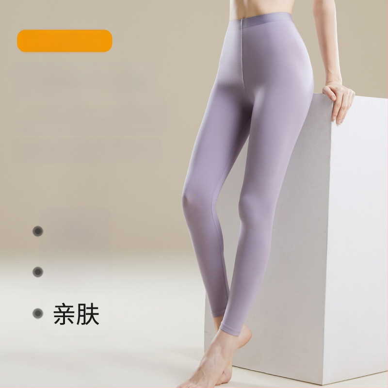 Pantaloni termici femei talie înaltă - Amestec Modal, 30–50% modal, modelare corp, păstrează căldura, culoare uni