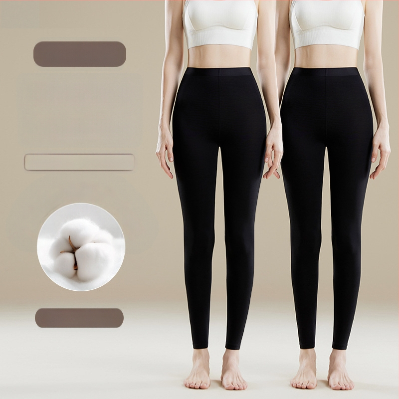 Pantaloni termici femei talie înaltă - Amestec Modal, 30–50% modal, modelare corp, păstrează căldura, culoare uni