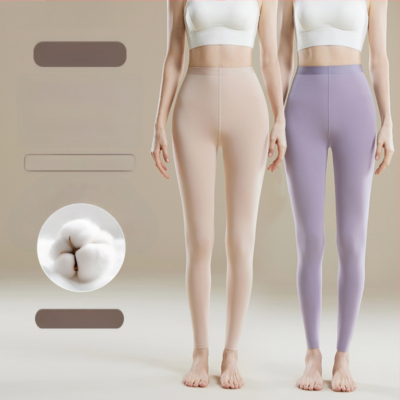 Pantaloni termici femei talie înaltă - Amestec Modal, 30–50% modal, modelare corp, păstrează căldura, culoare uni