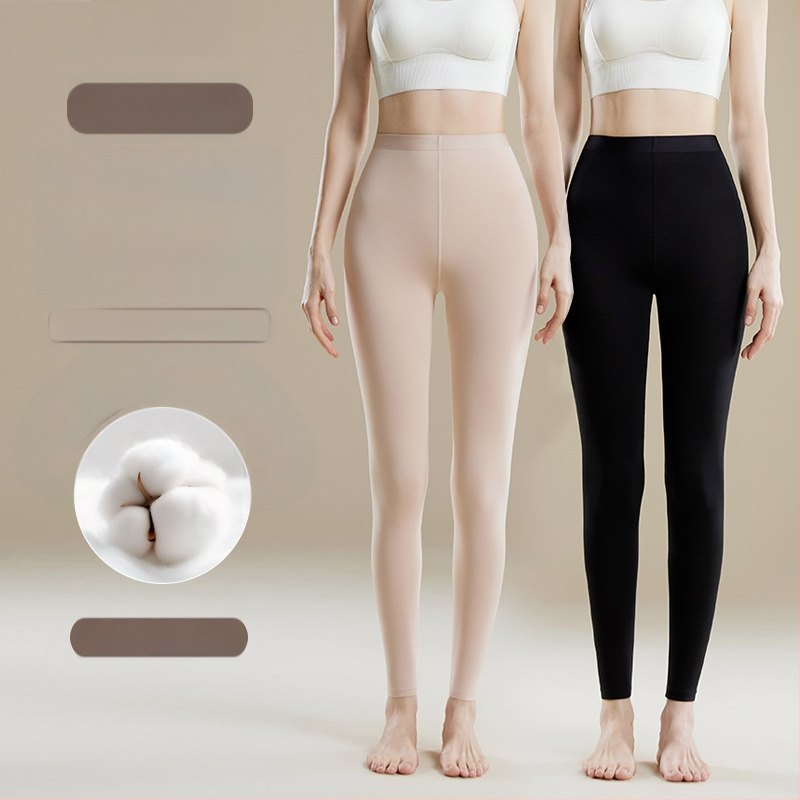 Pantaloni termici femei talie înaltă - Amestec Modal, 30–50% modal, modelare corp, păstrează căldura, culoare uni