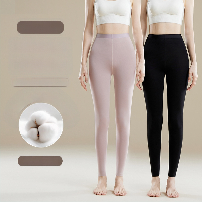 Pantaloni termici femei talie înaltă - Amestec Modal, 30–50% modal, modelare corp, păstrează căldura, culoare uni