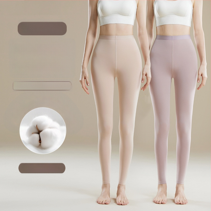 Pantaloni termici femei talie înaltă - Amestec Modal, 30–50% modal, modelare corp, păstrează căldura, culoare uni