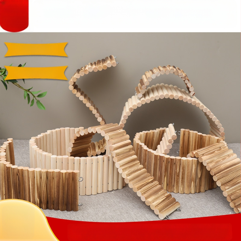 Gard decorativ din lemn masiv pentru hamster, cu scară