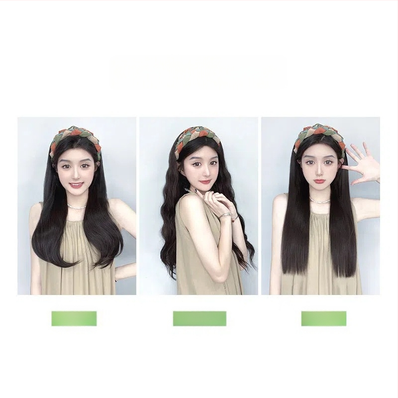 Fejpántos paróka, hosszú egyenes haj, magas koronázat, egy darabból álló félfejfedés, állítható frufni (egyenes vagy ferde), AT358 AT381 modellek, hőálló szál, természetes megjelenés