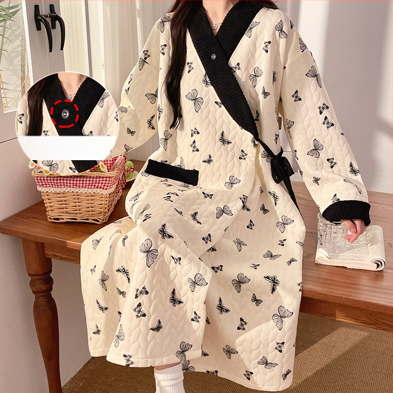 Ρούχο θηλασμού μετά τον τοκετό από ανάλαφρο βαμβάκι, μακριά μανίκια, άνοιγμα θηλασμού, μακριά φούστα