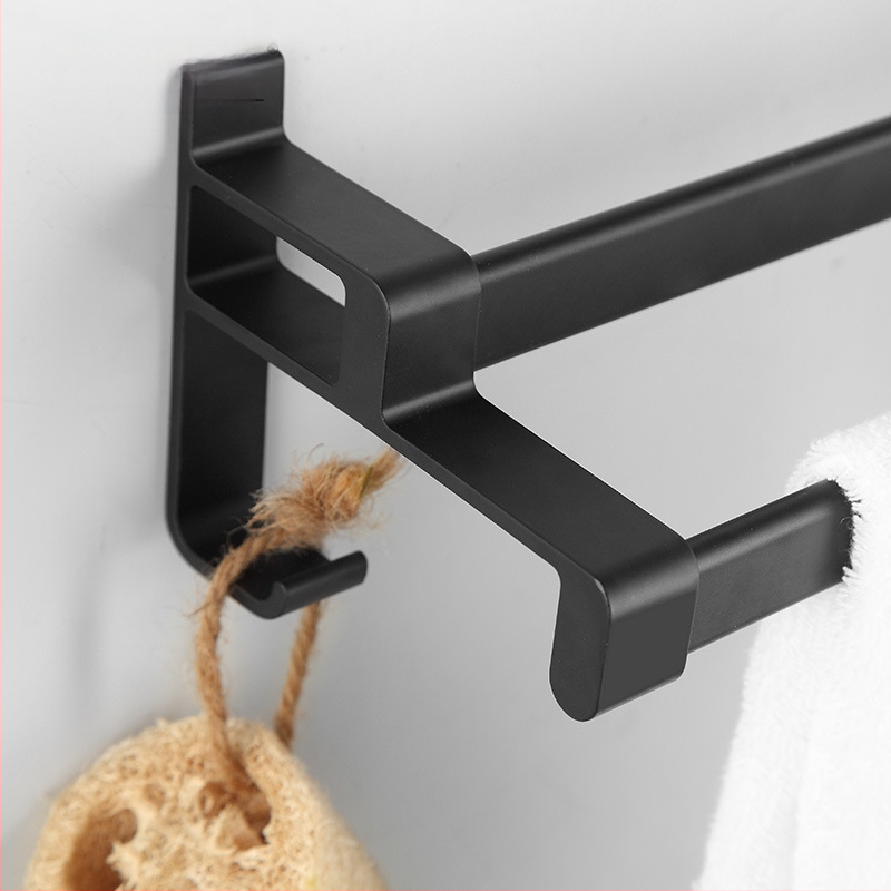 Fürdőszobai törölközőtartó űr-alumíniumból, fekete anodizált felülettel, dupla réteg, teherbírás 10 kg, Emma márka