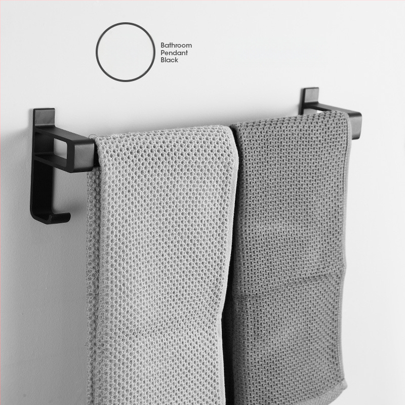 Fürdőszobai törölközőtartó űr-alumíniumból, fekete anodizált felülettel, dupla réteg, teherbírás 10 kg, Emma márka