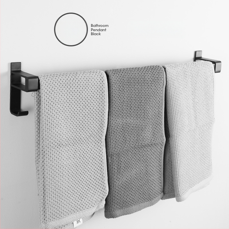 Fürdőszobai törölközőtartó űr-alumíniumból, fekete anodizált felülettel, dupla réteg, teherbírás 10 kg, Emma márka
