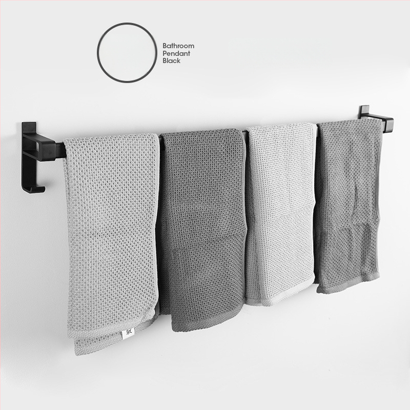 Fürdőszobai törölközőtartó űr-alumíniumból, fekete anodizált felülettel, dupla réteg, teherbírás 10 kg, Emma márka