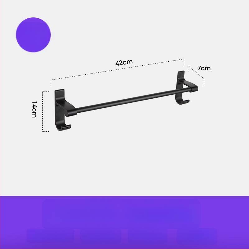 Fürdőszobai törölközőtartó űr-alumíniumból, fekete anodizált felülettel, dupla réteg, teherbírás 10 kg, Emma márka
