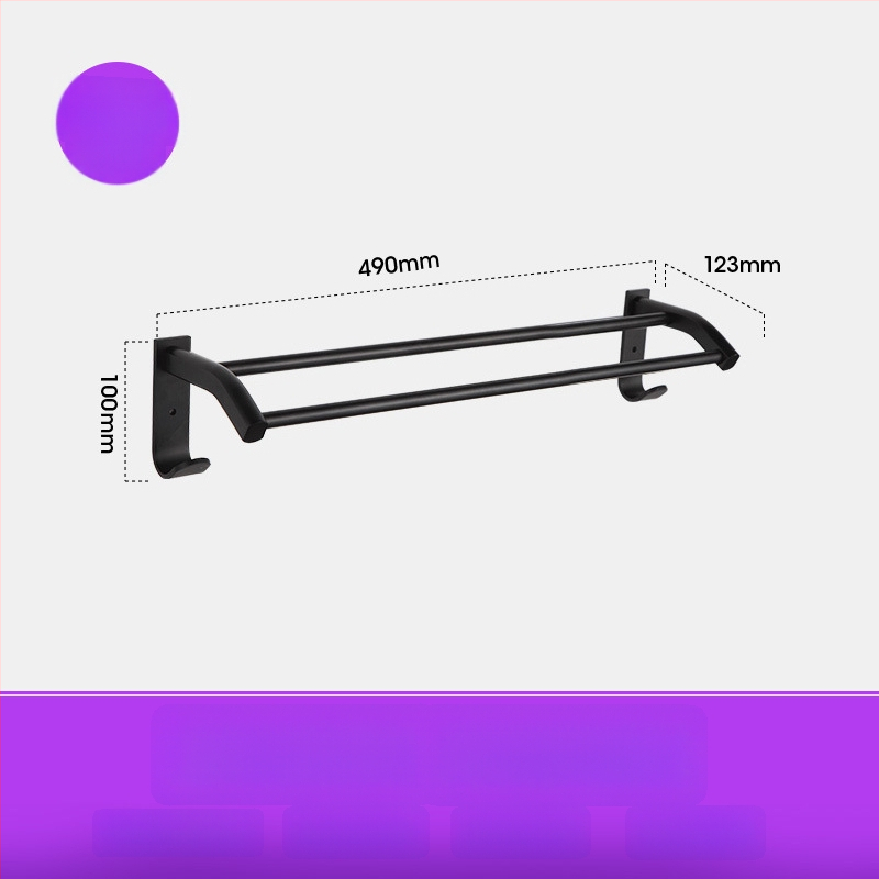 Fürdőszobai törölközőtartó űr-alumíniumból, fekete anodizált felülettel, dupla réteg, teherbírás 10 kg, Emma márka