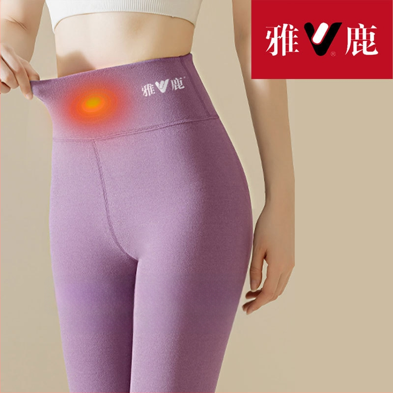 Pantaloni termici pentru femei cu talie înaltă, țesătură cationică, căptușeală velur, 90–95% poliester, grosime 201–250 g/m2