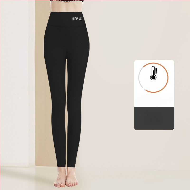 Pantaloni termici pentru femei cu talie înaltă, țesătură cationică, căptușeală velur, 90–95% poliester, grosime 201–250 g/m2