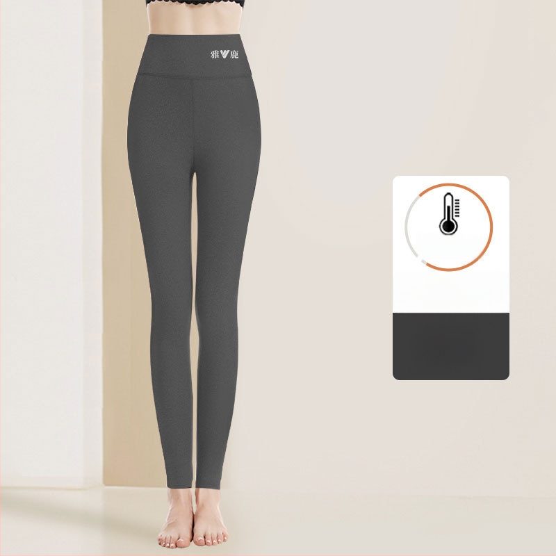 Pantaloni termici pentru femei cu talie înaltă, țesătură cationică, căptușeală velur, 90–95% poliester, grosime 201–250 g/m2