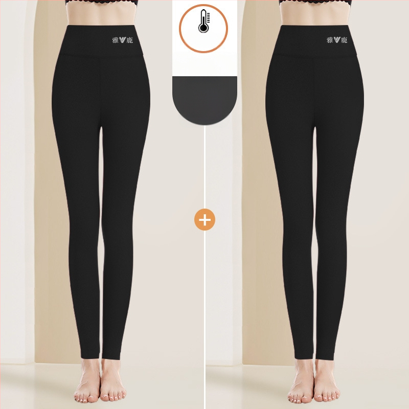 Pantaloni termici pentru femei cu talie înaltă, țesătură cationică, căptușeală velur, 90–95% poliester, grosime 201–250 g/m2