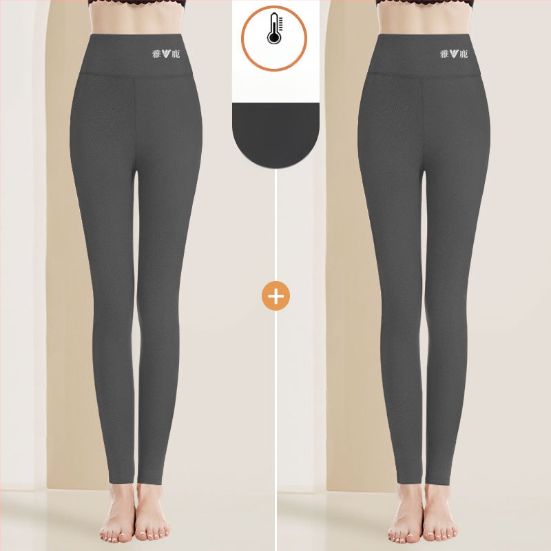 Pantaloni termici pentru femei cu talie înaltă, țesătură cationică, căptușeală velur, 90–95% poliester, grosime 201–250 g/m2