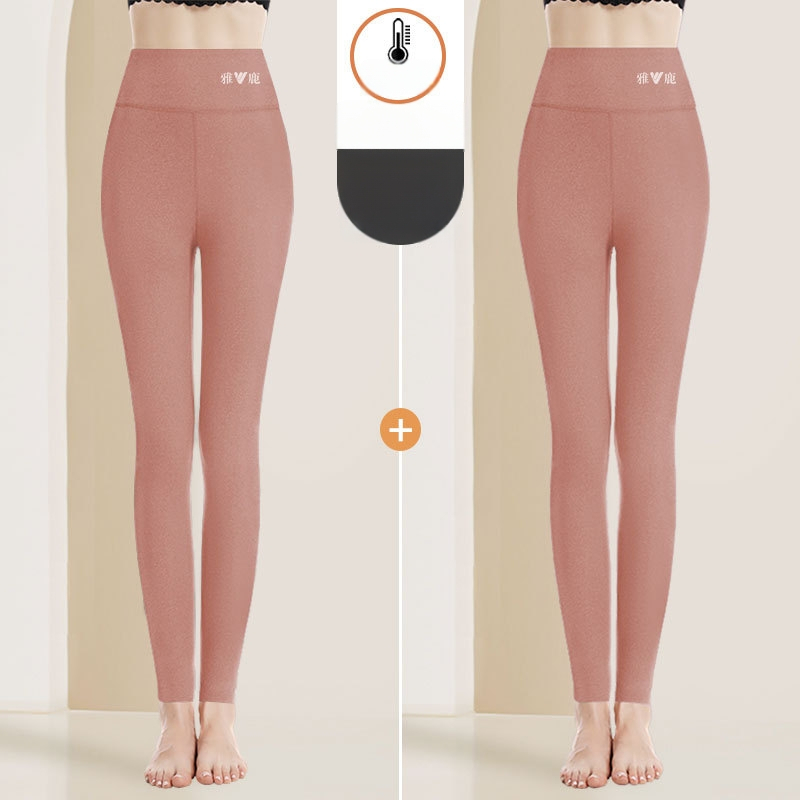 Pantaloni termici pentru femei cu talie înaltă, țesătură cationică, căptușeală velur, 90–95% poliester, grosime 201–250 g/m2