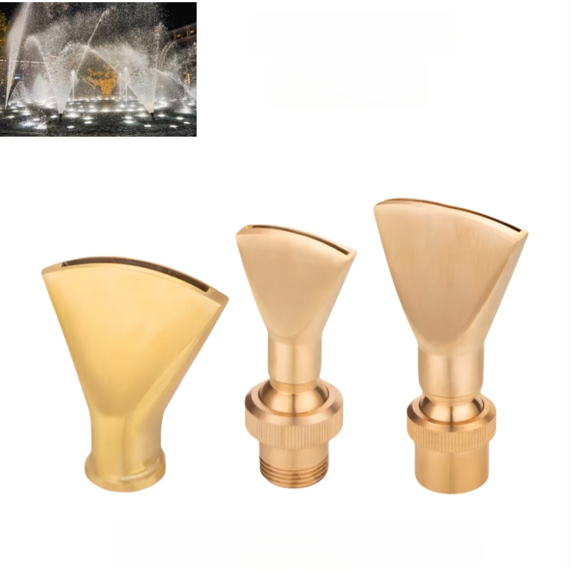 Duză din cupru reglabilă, cu direcții multiple, în formă de ventilator și duză cu gură plată, pentru elemente de apă, de la Petrel (Material: Cupru; Domeniu de aplicare: curți, munți artificiali, piscine, fântâni peisagistice)