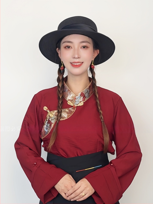 Ženska košulja tibetanskog stila sa zlatnim obrubom vezenom za folklorne plesove