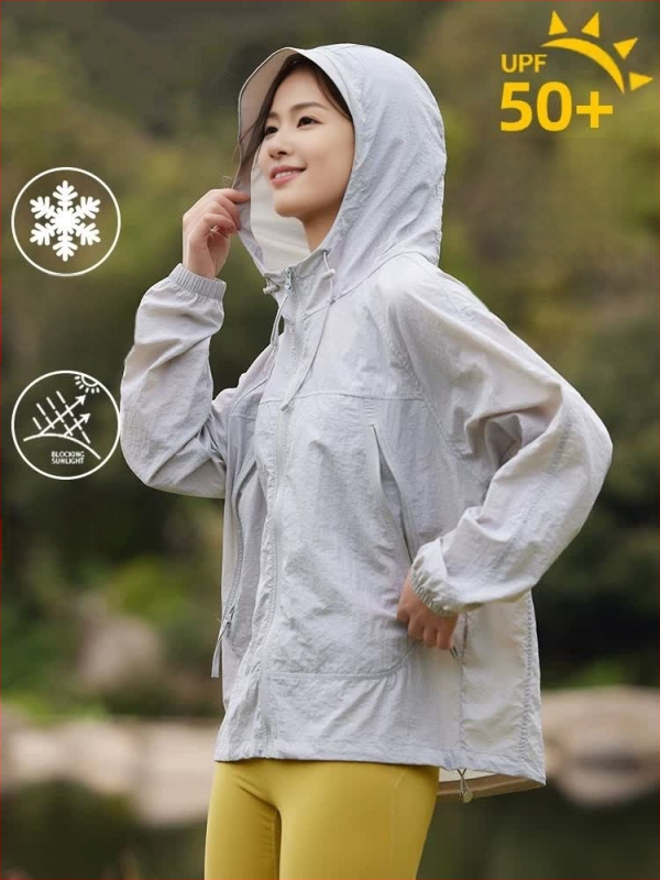 Unisex ultralagana jakna s UV zaštitom UPF50+, 100% najlon, prozračna, brzo se suši, kapuljača, za ljetne aktivnosti na otvorenom