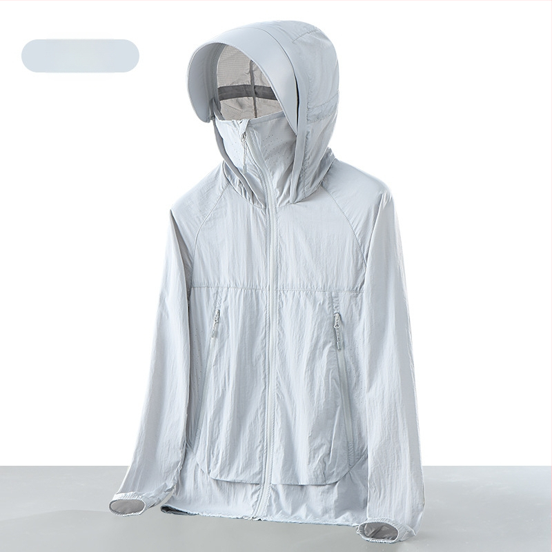 Unisex ultralagana jakna s UV zaštitom UPF50+, 100% najlon, prozračna, brzo se suši, kapuljača, za ljetne aktivnosti na otvorenom