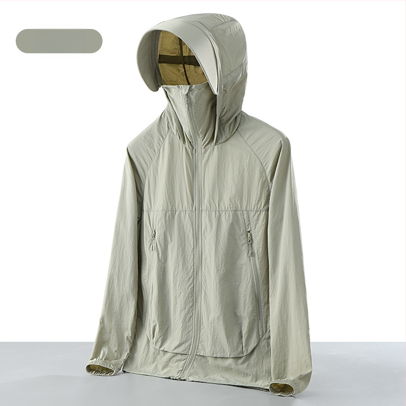 Unisex ultralagana jakna s UV zaštitom UPF50+, 100% najlon, prozračna, brzo se suši, kapuljača, za ljetne aktivnosti na otvorenom