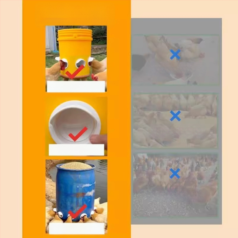 Автоматична хранилка за кокошки с защита от мишки, пластмасова конструкция, пълен комплект за автоматично хранене, подходяща за аквариум