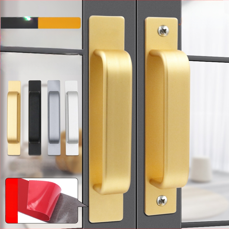 Sukop 41144 плъзгаща се дръжка за врати - алуминиева сплав, матово покритие, монтаж с лепило без пирони, подходяща за плъзгащи врати, дървени врати и стъклени кухненски шкафове