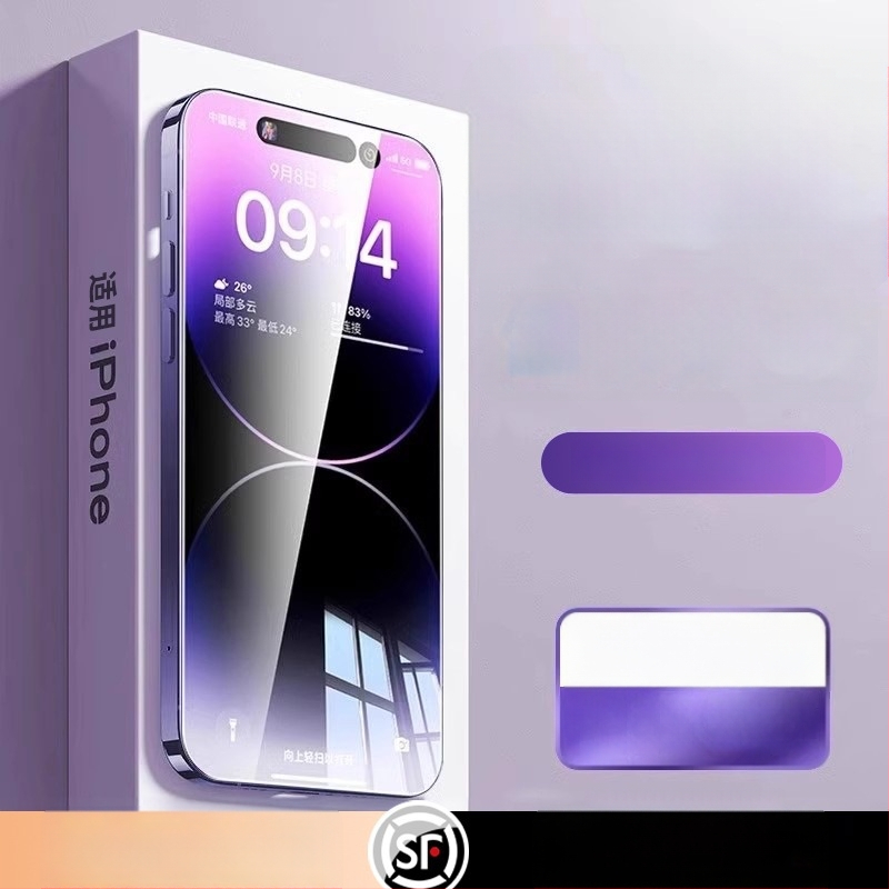 Protecție pentru ecran din sticlă temperată cu protecție AR pentru ochi, film frontal, calitate HD, compatibil cu iPhone 15 Pro Max, 16 Pro și 14 Plus