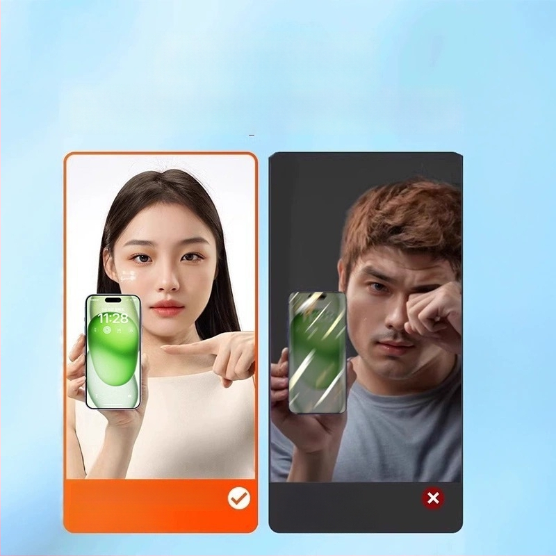 Protecție pentru ecran din sticlă temperată cu protecție AR pentru ochi, film frontal, calitate HD, compatibil cu iPhone 15 Pro Max, 16 Pro și 14 Plus