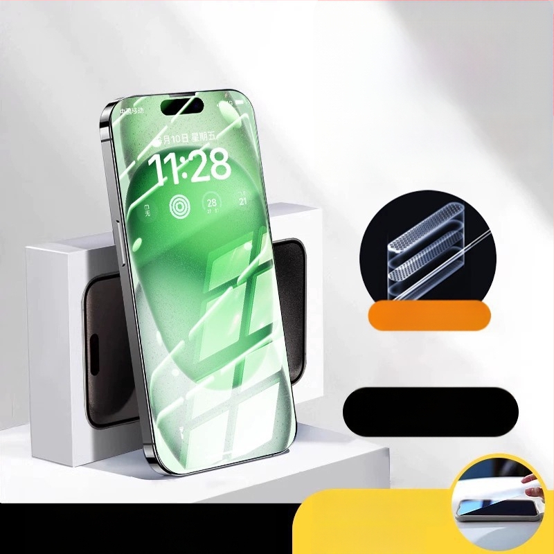 Protecție pentru ecran din sticlă temperată cu protecție AR pentru ochi, film frontal, calitate HD, compatibil cu iPhone 15 Pro Max, 16 Pro și 14 Plus