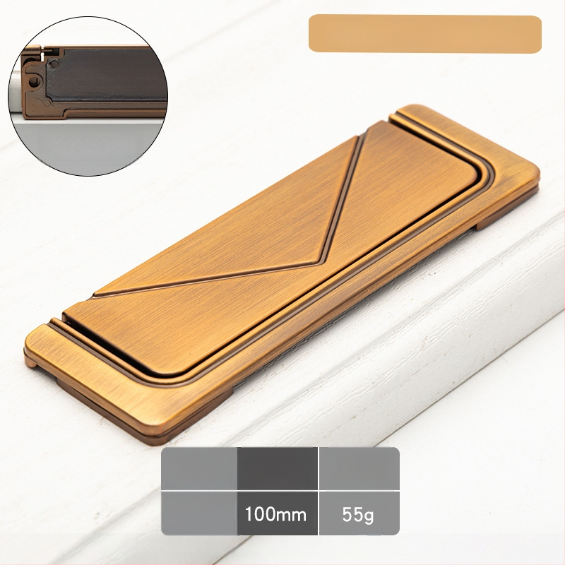 Skrivena plosnata ručka za ormariće, model 1218, cinkova legura, elektroplakiranje, za vrata ormarića, garderobu i ladice