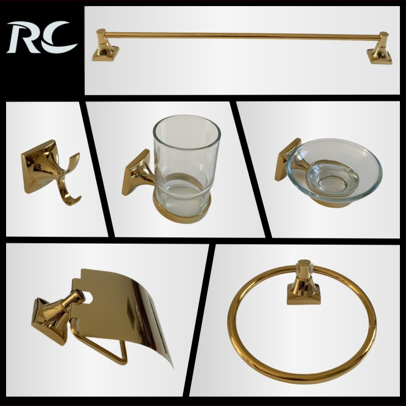 Set držača za ručnike u kupaonici, cinkova legura, završna obrada vacuum titanium, moderni minimalistički stil, šestodijelni set
