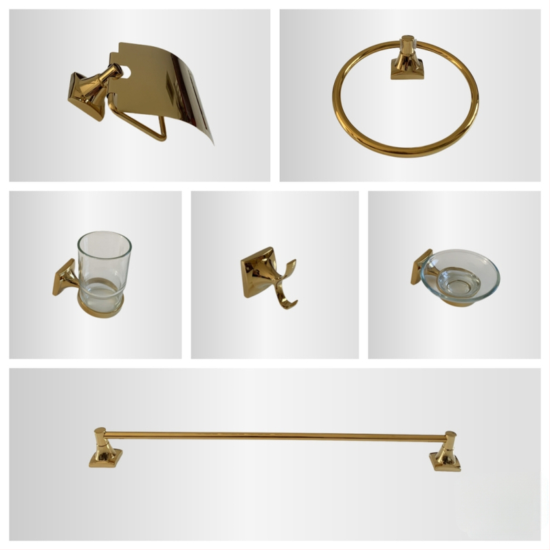 Set držača za ručnike u kupaonici, cinkova legura, završna obrada vacuum titanium, moderni minimalistički stil, šestodijelni set