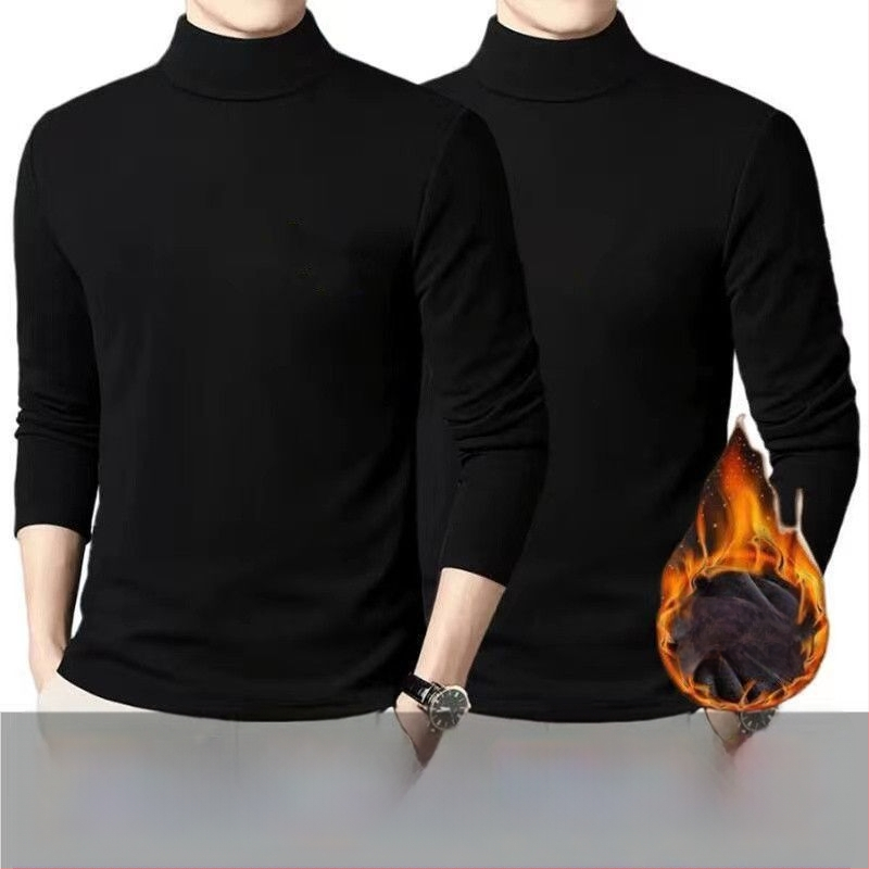 Pánska termálna báza mikina s dlhým rukávom, fleecové podšívkou, okrúhly výstrih, voľný strih, polyesterová zmes