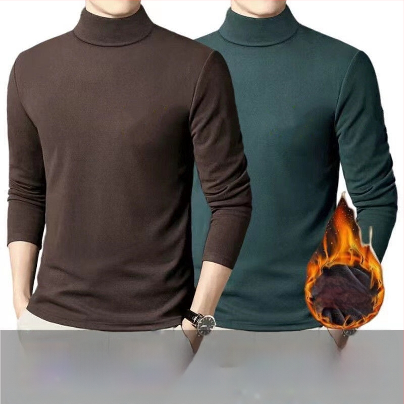 Pánska termálna báza mikina s dlhým rukávom, fleecové podšívkou, okrúhly výstrih, voľný strih, polyesterová zmes